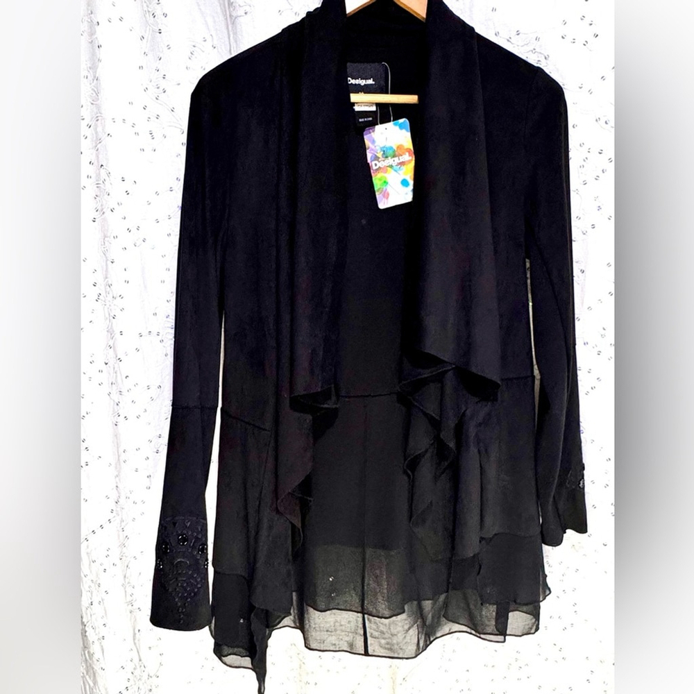 NWT Desigual Women's Audreane Faux Leather Waterfall Jacket Size US 4